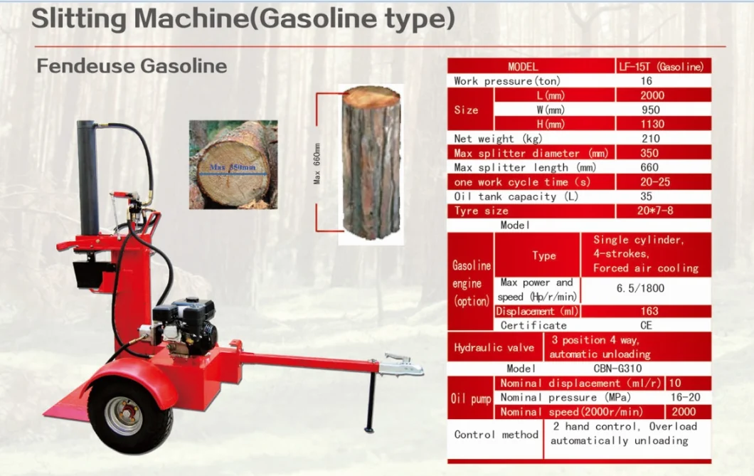 18t Diesel or Gasoline Engine Log Splitter for Wholesale